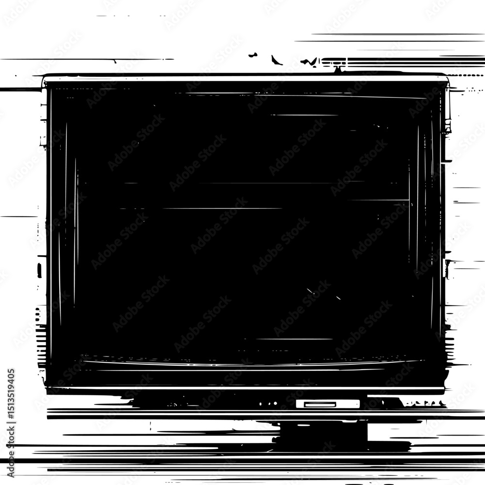 Aufkleber black vector icon representing a modern television set with a sleek design and minimalist style for 
