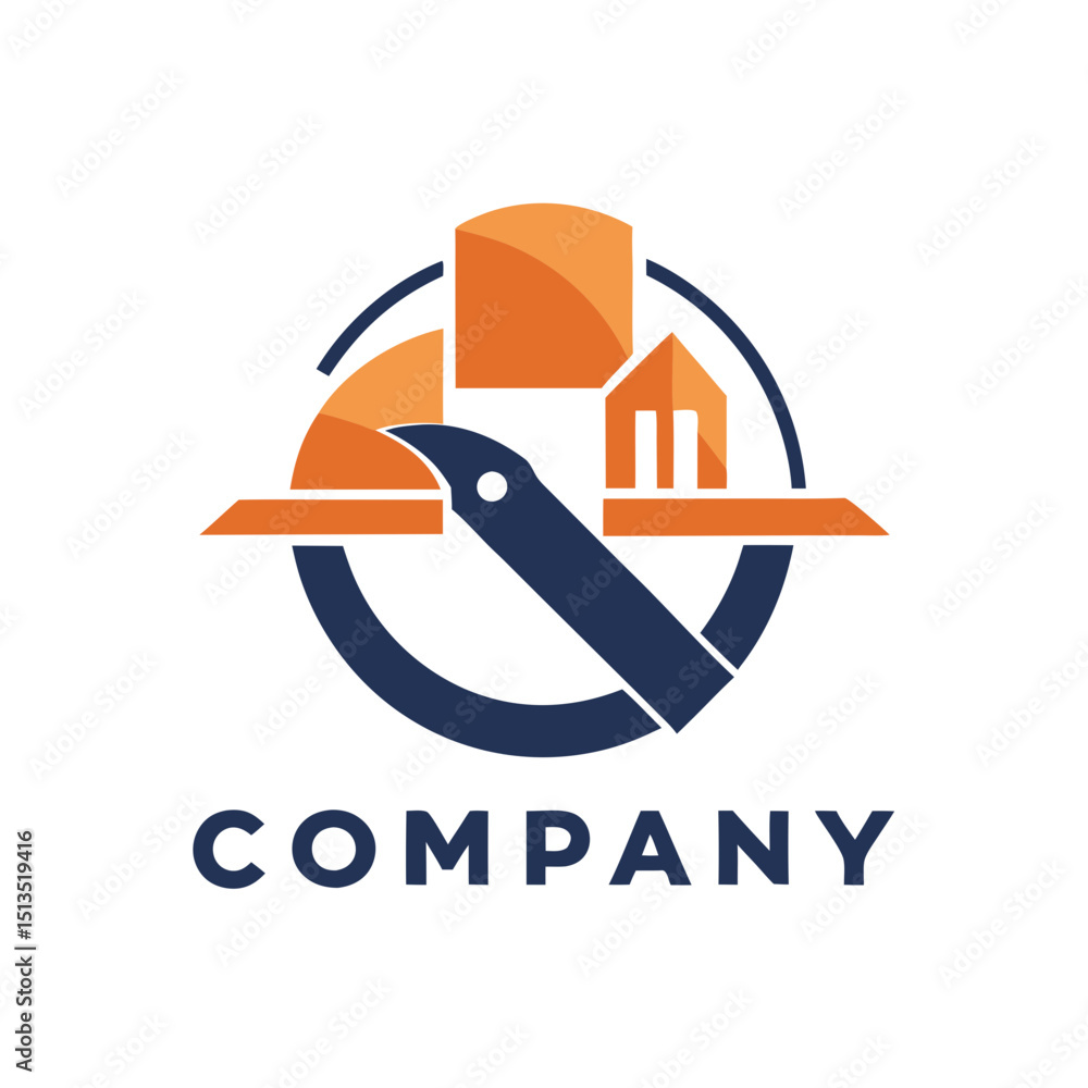 Poster abstract building logo design with circular frame and modern style