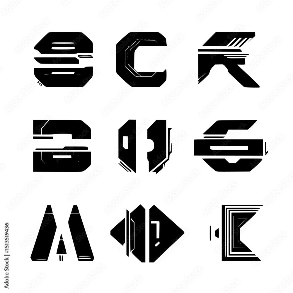 Poster unique black vector icon set featuring abstract designs suitable for modern graphic design projects