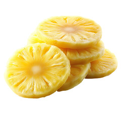 Fresh juicy pineapple slices stacked in a pile