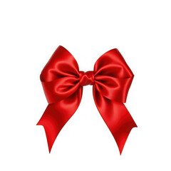 Naklejka premium Red satin ribbon bow isolated on transparent background
