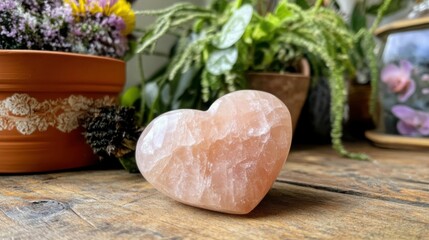 Tumbled Polished Rose Quartz Heart Crystal for Healing and Energy Work

