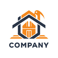 Modern house construction logo design featuring bird element
