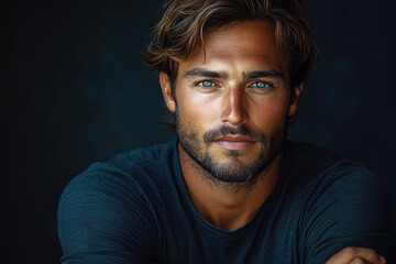 Fototapeta premium Portrait of a Man Showing Inner Strength and Control