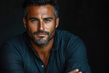 Obraz premium Portrait of a Man Showing Inner Strength and Control