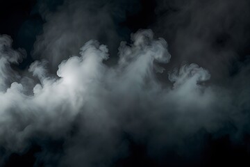 Obraz premium Dark fog or smoke on dark copy space background. Fog, smoke, white smog clouds. dry ice smoke clouds fog overlay. magic haze, Halloween design elements, Vector illustration