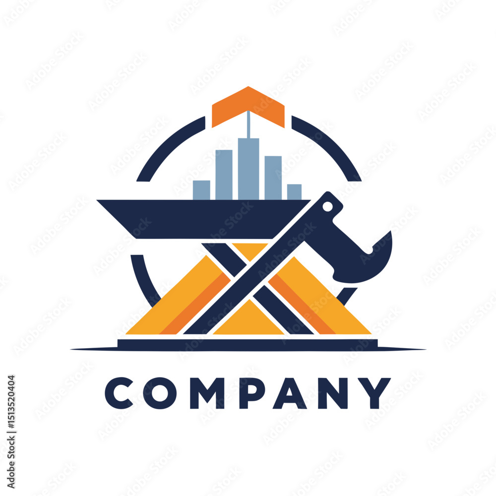 Poster abstract logo combining architecture and construction elements creatively