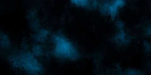 abstract cobalt blue fog or smoke color isolated black background, blue color paint texture photo background for portrait, dark blue grunge texture, black background .