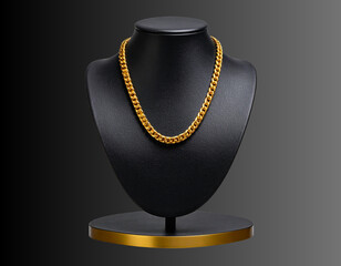 Elegant Gold Necklace on Matte Black Display Bust, Realistic