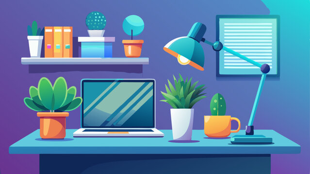 A clean desk with a laptop, sleek lamp, and potted succulent reflects modern minimalism, productivity, and calm living, encouraging clarity, balance, and simplicity in daily workspaces.