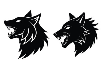 Vector illustration of a fierce wolf head silhouette for logos