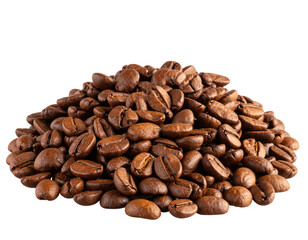 Obraz premium Heap of Roasted Coffee Beans, isolated on a transparent background