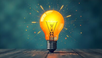 Bright Glowing Light Bulb Symbolizing Creativity and Innovative Ideas

