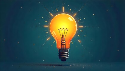 Bright Glowing Light Bulb Symbolizing Creativity and Innovative Ideas

