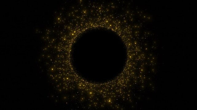 Golden ring light particles effect Background Holidays background, spotlight overlay for Christmas card, music nightclub, award ceremony, award ceremony evening party, screen stage performance 3D 4K