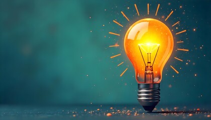 Bright Glowing Light Bulb Symbolizing Creativity and Innovative Ideas

