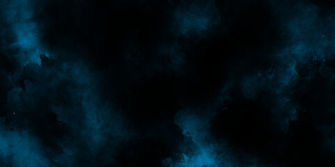 abstract cobalt blue fog or smoke color isolated black background, blue color paint texture photo background for portrait, dark blue grunge texture, black background .