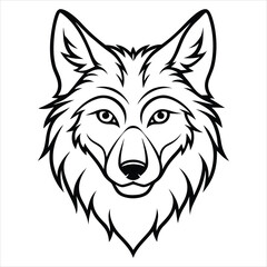 Fototapeta premium Eastern wolf head line art graphic isolated on white background