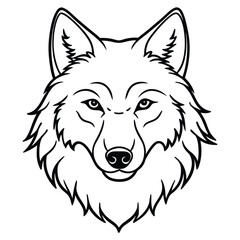 Naklejka premium Hudson Bay wolf head line art graphic isolated on white background