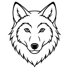 Naklejka premium Tundra wolf head line art graphic isolated on white background