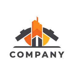 Abstract logo design depicting construction or industry advancement
