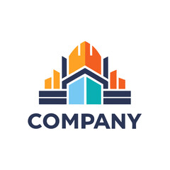 Modern building block company logo concept graphic design