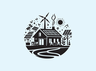 Fototapeta premium Sustainable Living Home Silhouette with Clean Lines