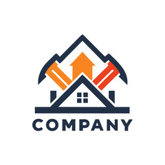 Modern home real estate logo design with mountain peaks