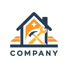 House repair service logo with hammer and wrench tools