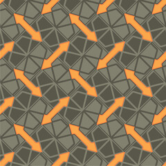 Geometric Abstract Pattern with Vibrant Orange Arrows, Seamless Vector Design for Digital Prints, Fashion Fabrics, Wallpapers, Stationery & More, Modern & Bold Background Texture