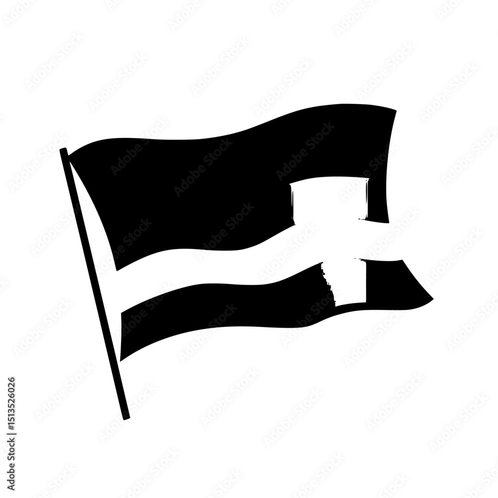 Poster vector illustration of a black flag with distinctive horizontal stripes representing a unique identi