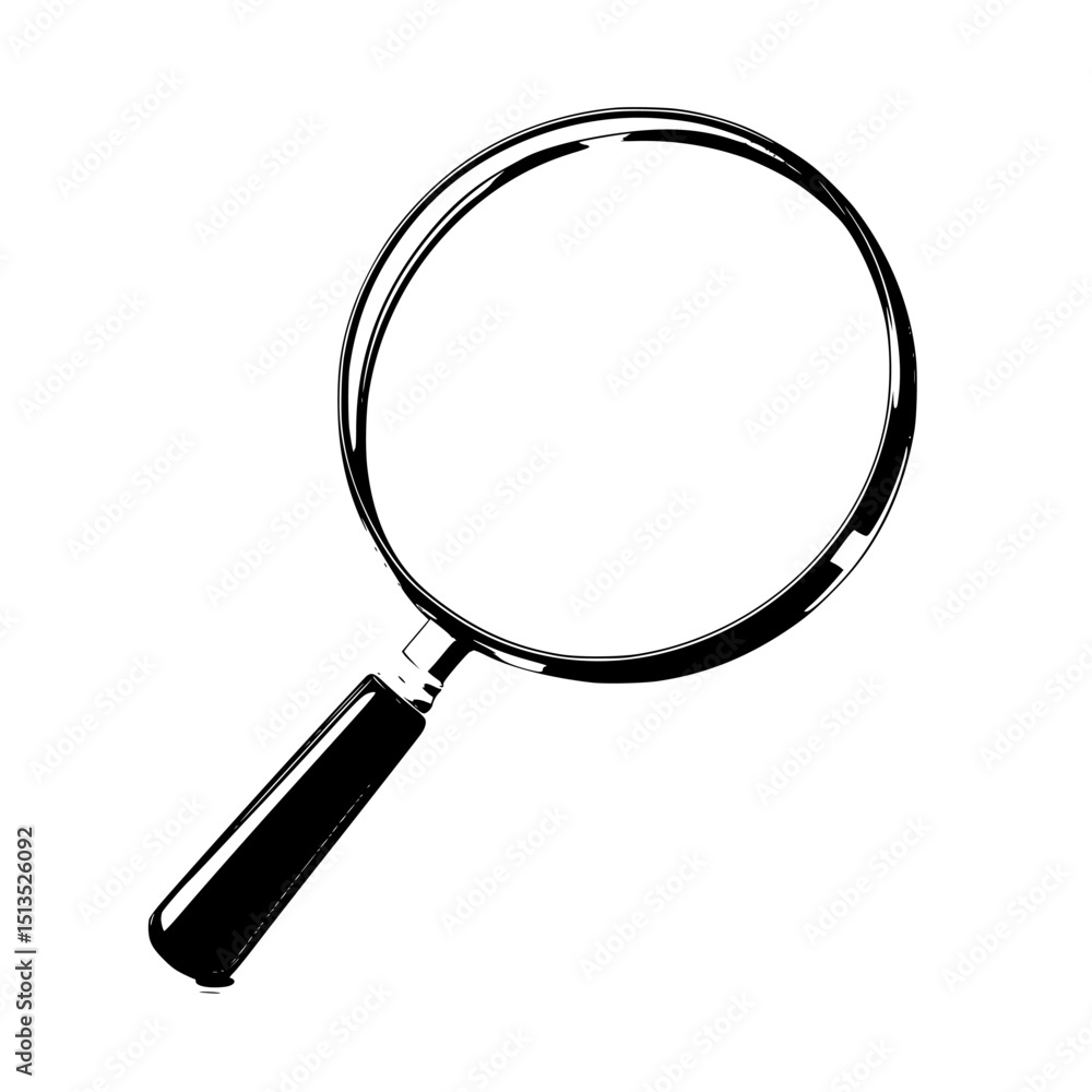 Poster vector icon of a magnifying glass illustrating search functionality for various applications in tech