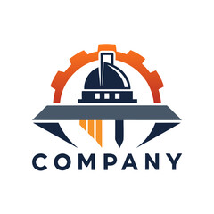 Fototapeta premium Iconic logo design featuring architecture, mechanics, and industrial aspects