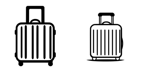 Stylish black vector icons of suitcases designed for travel and adventure in modern aesthetics