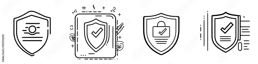 Poster vector icons representing security and protection concepts with different styles and designs showing