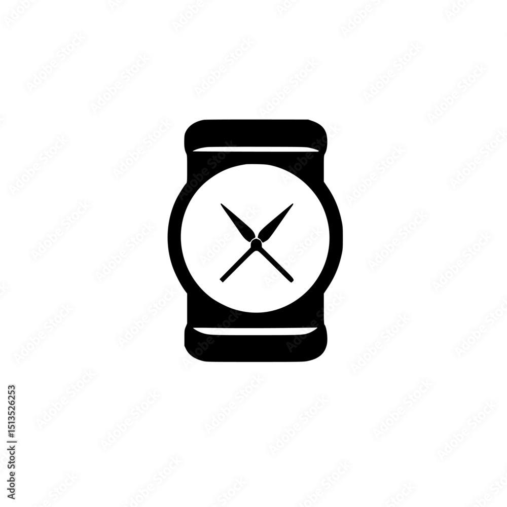 Aufkleber black vector icon of a minimalist clock design showcasing simple hands on a white dial