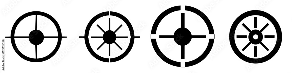 Poster target icons representing various styles commonly used in design and multimedia applications for dif