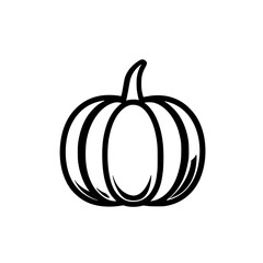 Black vector icon of a pumpkin suitable for autumn and Halloween themes in graphic design, illustration, and decoration projects