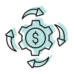 Business Management color shadow thinline icon, vector, pixel perfect, illustrator file 
