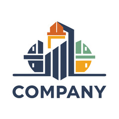 Abstract construction company logo design with building illustration