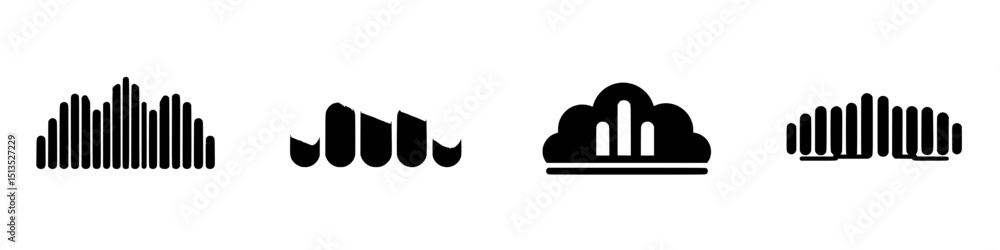Poster black vector icon representing various abstract structures in a minimalist design suitable for moder