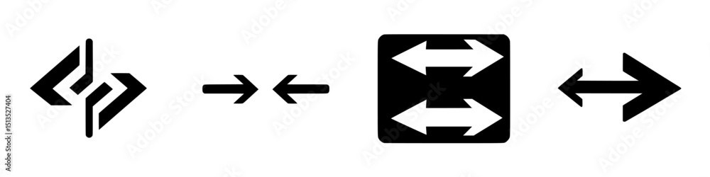 Poster black vector icons representing various directional arrows and movement symbols for design and navig