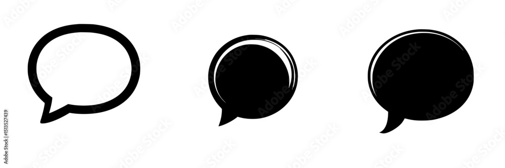 Poster black vector icons representing different speech bubble styles commonly used in graphic design or di