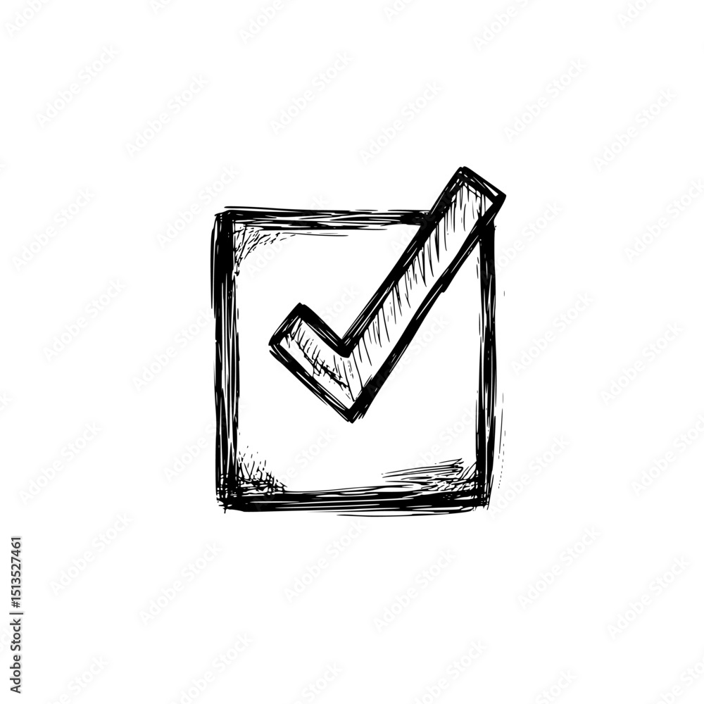 Poster black vector icon representing a check mark inside a square box designed for use in applications and