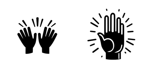 Obraz premium Vector icons of hands expressing celebration and applause, showcasing excitement and positivity in a simple design