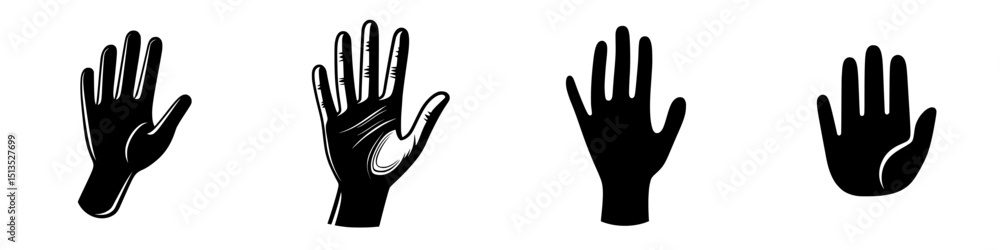 Poster black vector icons of hands in various orientations showing gestures and positions common in communi