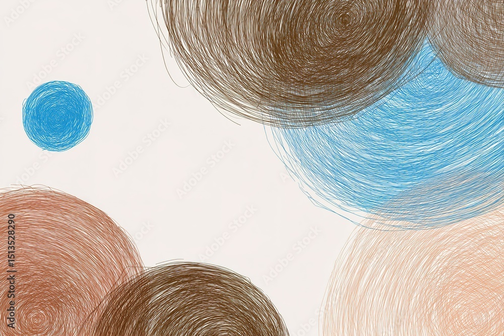 Poster colorful abstract swirls and circles on light background creating a visually engaging pattern of sha