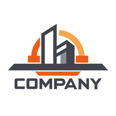 Fototapeta premium Modern building logo with arch and company name