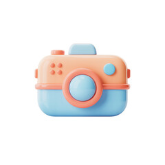 Cute 3D Rendering of a Pastel Colored Toy Camera