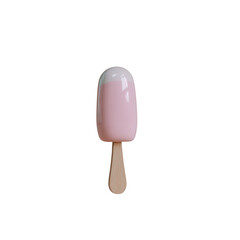 A delightful pink ice cream popsicle on a wooden stick, featuring a creamy white top layer, ideal for summer treats or dessert-focused content.